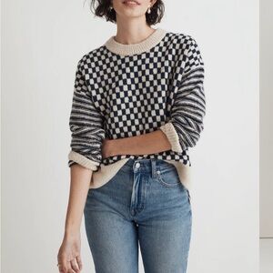 Madewell Crewneck Sweater in Checked Stripe